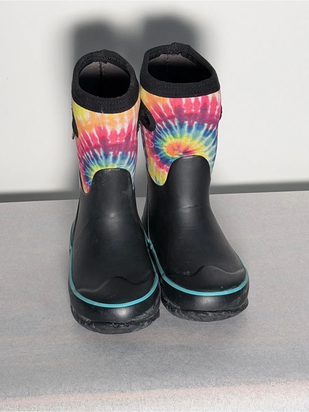 Bogs Kids Black Rain & Tie-Dye Cuff Boots